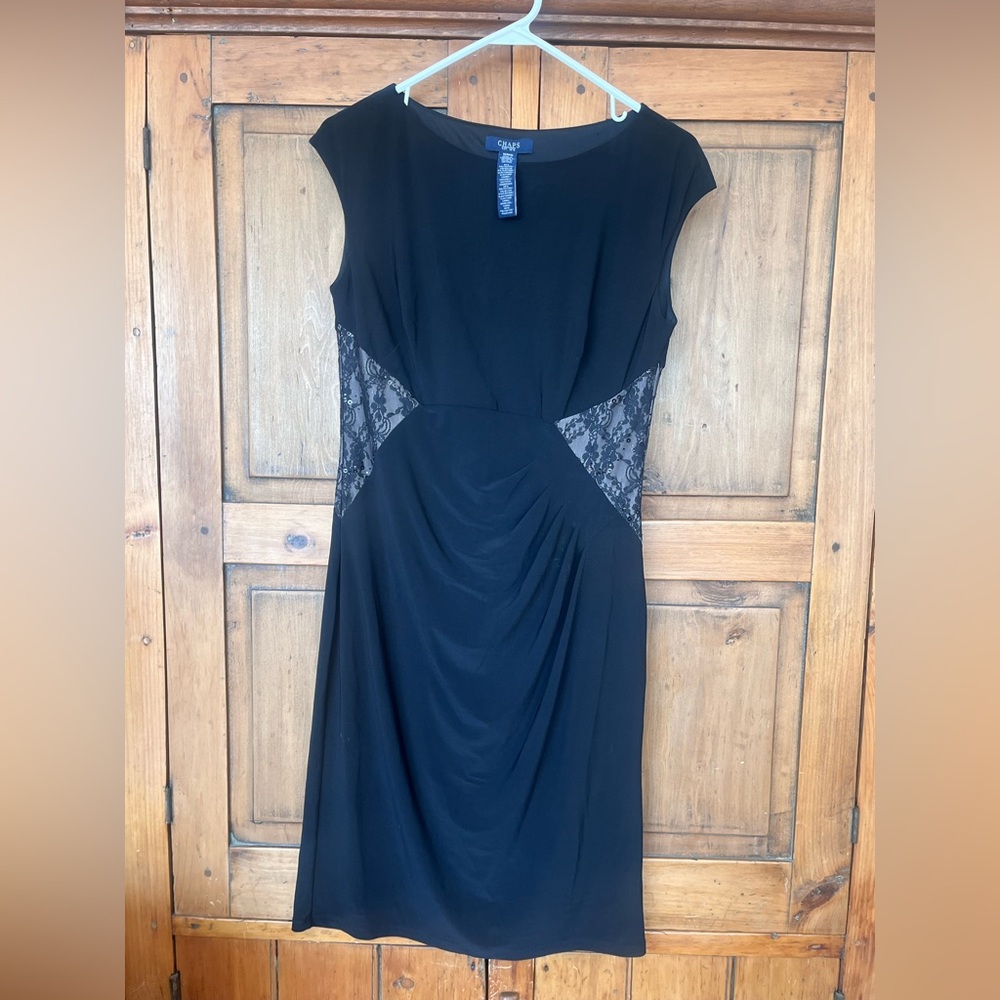 Chaps Medium Slip On Elegant Black Lace Dress